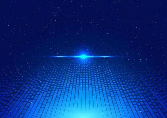 Abstract technology futuristic digital concept lighting effect glowing particles dots elements circle on dark blue background