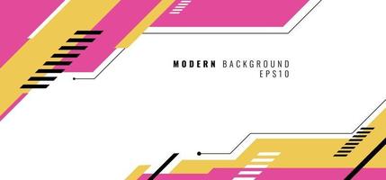 Banner web design template pink and yellow geometric design on white background vector