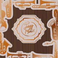 jazz day frame with instruments and wooden background vector