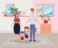 Cute family at home vector