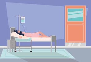 Mother with newborn baby in hospital room vector