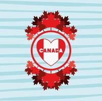 Canada symbol over striped background vector