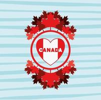 Canada symbol over striped background vector