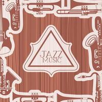 jazz day frame with instruments and wooden background vector