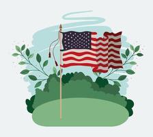 united states of america flag waving in the field vector