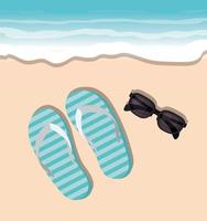 summer flip flops in the beach design vector