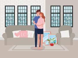 Couple expecting a baby at home vector