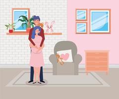 Couple expecting a baby at home vector