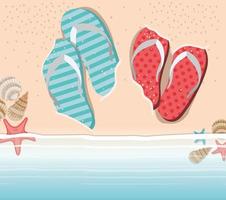 summer flip flops in the beach design vector