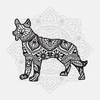 Dog Mandala. Vintage decorative elements. Oriental pattern, vector illustration.