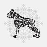 Dog Mandala. Vintage decorative elements. Oriental pattern, vector illustration.