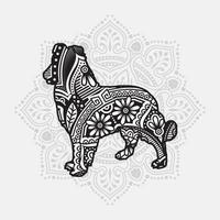 Dog Mandala. Vintage decorative elements. Oriental pattern, vector illustration.