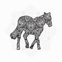 Horse Mandala. Vintage decorative elements. Oriental pattern, vector illustration.