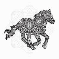 Horse Mandala. Vintage decorative elements. Oriental pattern, vector illustration.