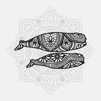 Sea Animal Mandala. Vintage decorative elements. Oriental pattern, vector illustration.