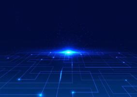 Abstract technology digital concept blue line perspective with glow light on dark background vector