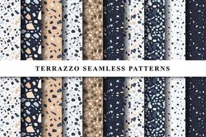 Set of terrazzo seamless patterns. Terrazzo floor pattern. Terrazzo seamless pattern. Collection of terrazzo pattern vector