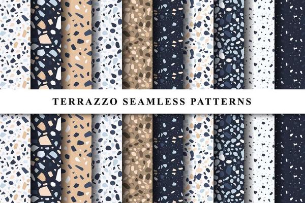 Set of terrazzo seamless patterns. Terrazzo floor pattern. Terrazzo seamless pattern. Collection of terrazzo pattern