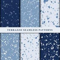 Set of terrazzo japanese style seamless patterns. Premium Vector