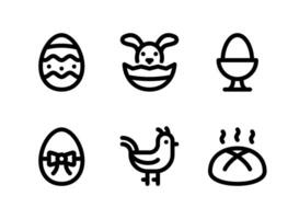 simple conjunto de iconos sólidos vectoriales relacionados con la pascua. contiene iconos como huevo de pascua, conejito, pollo, pan y más. vector