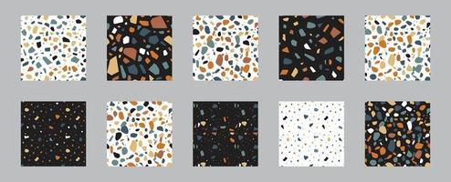 Set of terrazzo seamless patterns. Terrazzo floor pattern. Terrazzo seamless pattern. Collection of terrazzo pattern vector