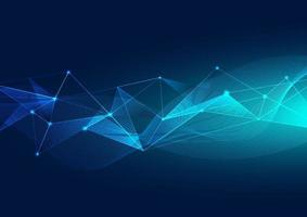 Abstract blue polygons background from lines, dot glowing particles with plexus effect vector