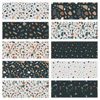 Set of terrazzo seamless patterns. Terrazzo floor pattern. Terrazzo seamless pattern. Collection of terrazzo pattern vector