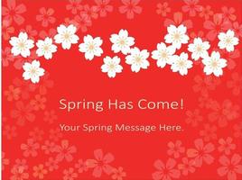 Vector Background Illustration With Text Space And Cherry Blossoms Isolated On A Red Background.