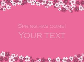 Cherry Blossom Background With Text Space Isolated On A Pink Background, Vector Illustration.