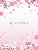 Vector Background Illustration With Cherry Blossoms And Text Space. Horizontally Repeatable.