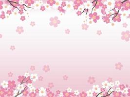 Vector Background Illustration With Cherry Blossoms And Text Space. Horizontally repeatable.