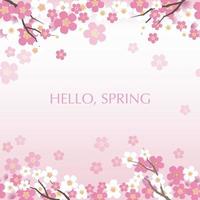 Cherry Blossoms Background Illustration With Text Space. Vector Illustration. Horizontally Repeatable.