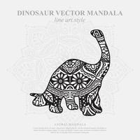 Dinosaur Mandala. Vintage decorative elements. Oriental pattern, vector illustration.