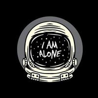 I am alone space helmet illustration apparel design vector