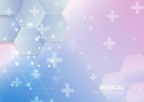 Abstract hexagon pattern and lines background. Medical and science concept. vector