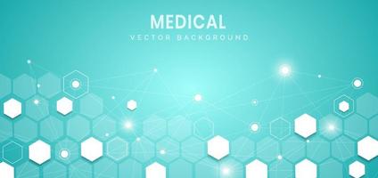 Fondo azul abstracto del modelo del hexágono. concepto médico y científico y patrón de icono de atención médica.