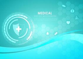 Abstract blue hexagon background. Medical technology and science concept and health care icon pattern. vector