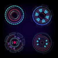 Set of HUD circles technology circles elements on dark blue background. Abstract Futuristic Technology Background. HUD circle element. vector