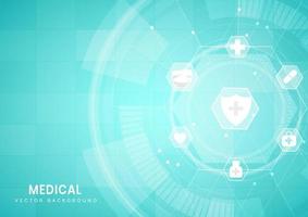 Abstract blue hexagon background. Medical technology and science concept and health care icon pattern. vector