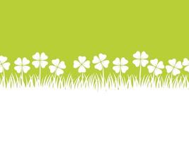 Seamless Four-leafed Clover Vector Background Illustration With Text Space. Horizontally Repeatable.