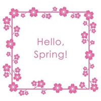 Square Vector Cherry Blossom Frame Isolated On A White Background.