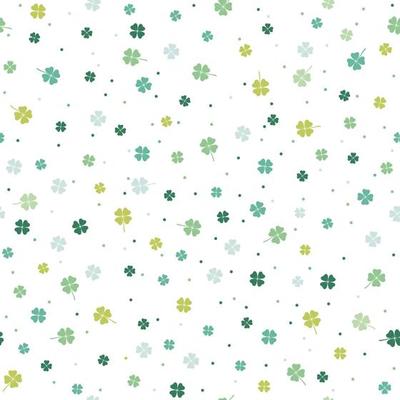 Abstract Seamless Square Springtime Background With Four-Leaf Clovers, Vector Illustration. Horizontally And Vertically Repeatable.