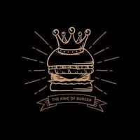 Burger with crown illustration design vector