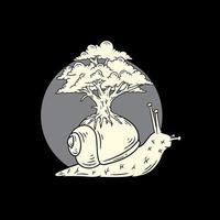 Snail with tree illustration design