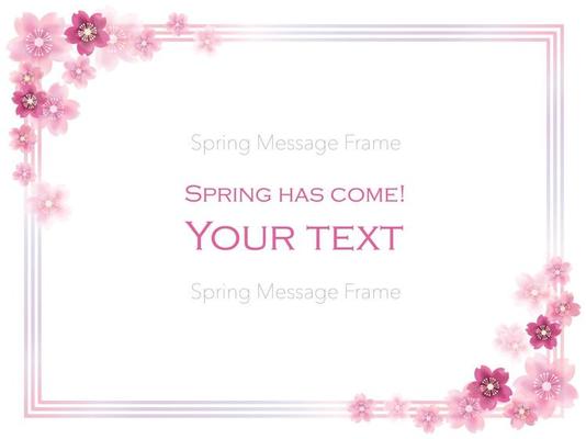 Rectangle Vector Cherry Blossom Frame Isolated On A White Background.