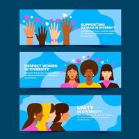 Women Diversity in Unity Banner Collection vector