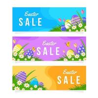 colección de banner de venta de pascua plana vector