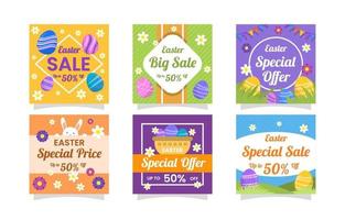 Flat Easter Marketing Tool Social Media Post Collection vector