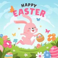 Egg Hunt with Easter Bunny vector