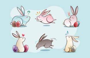 Easter Bunny In Kawaii Style And Pastel Colors. Vector Collection Of  Cartoon Rabbits In Different Poses With Eggs, Bee And Butterfly Royalty  Free SVG, Cliparts, Vectors, and Stock Illustration. Image 201428023.